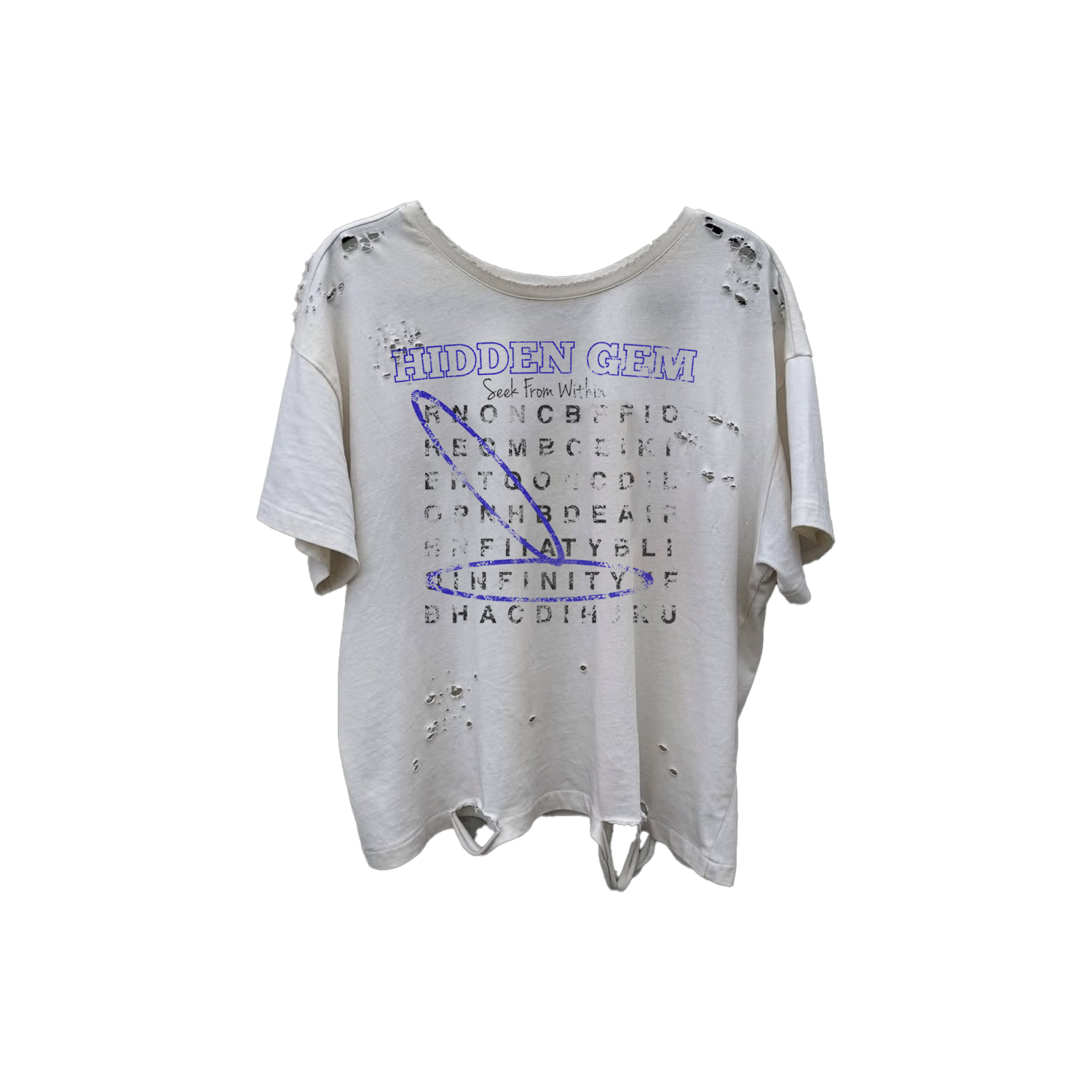 White & Royal Blue "HIDDEN GEM" Tee
